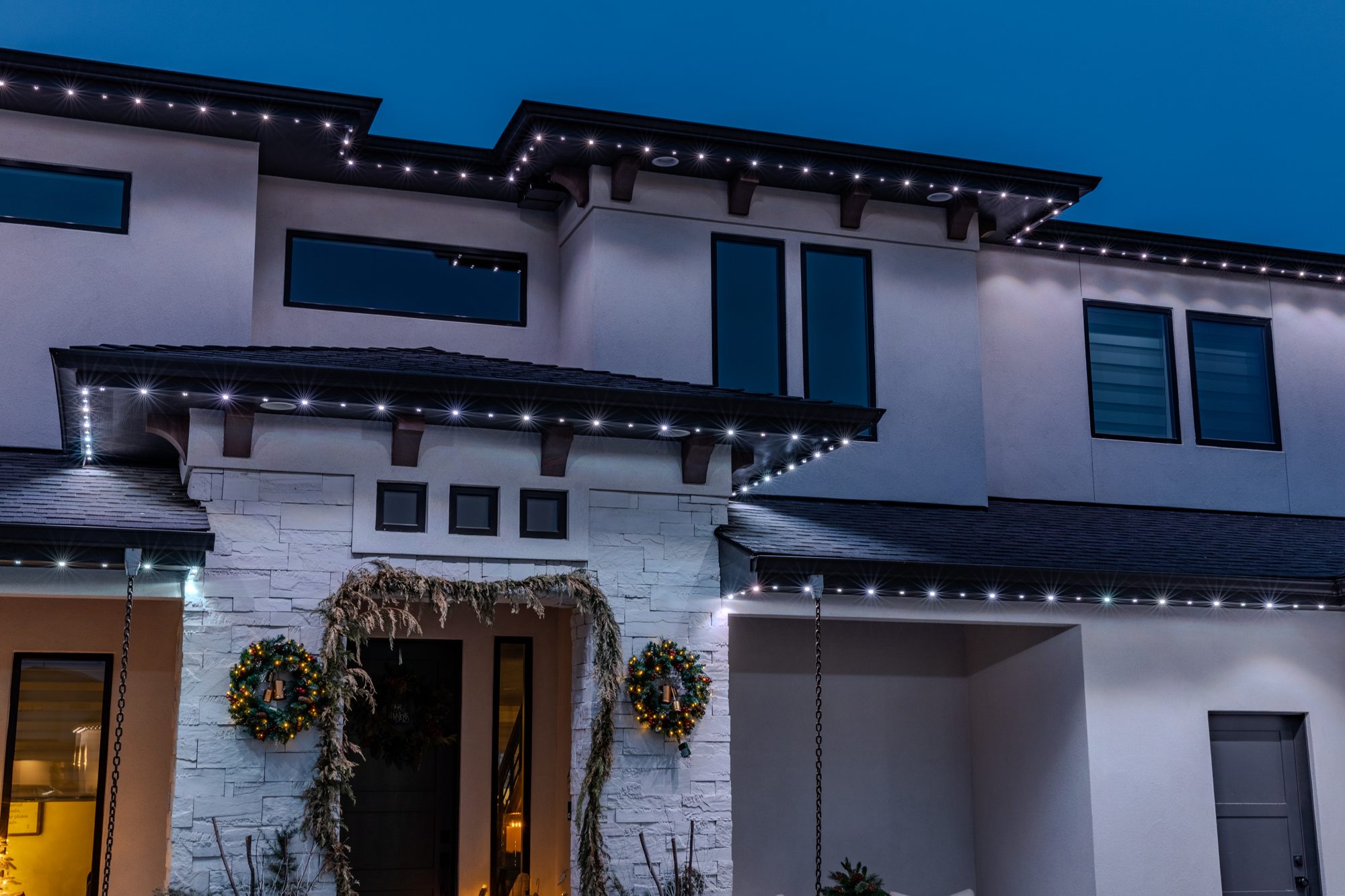 Accent lighting on an Idaho home